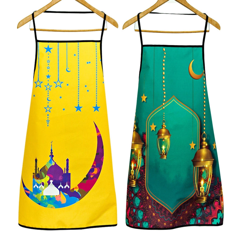 Eid Ramadan Pattern Apron Waterproof Oil Proof Polyester Digital Printed