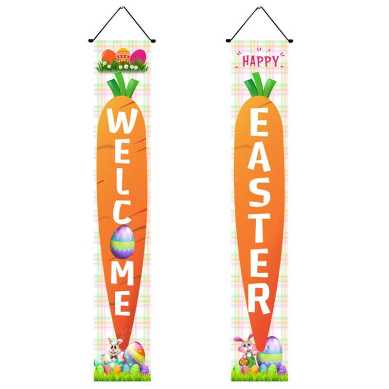 1 Pair Happy Easter Couplet Door Curtain Hanging Banner