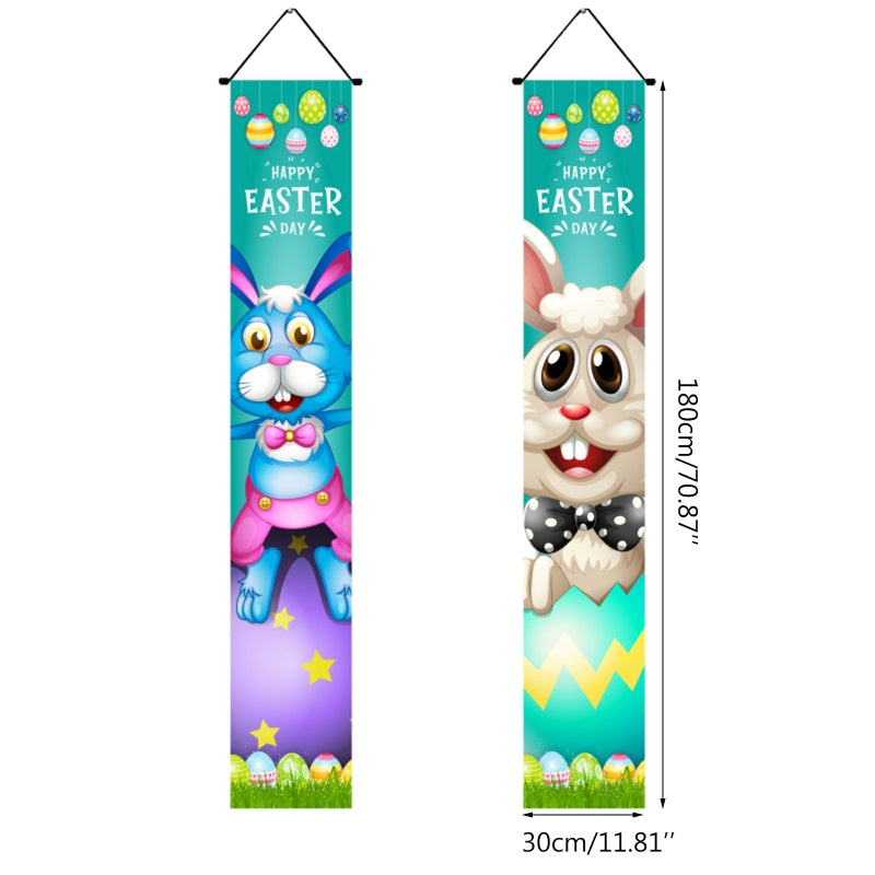 1 Pair Happy Easter Couplet Door Curtain Hanging Banner