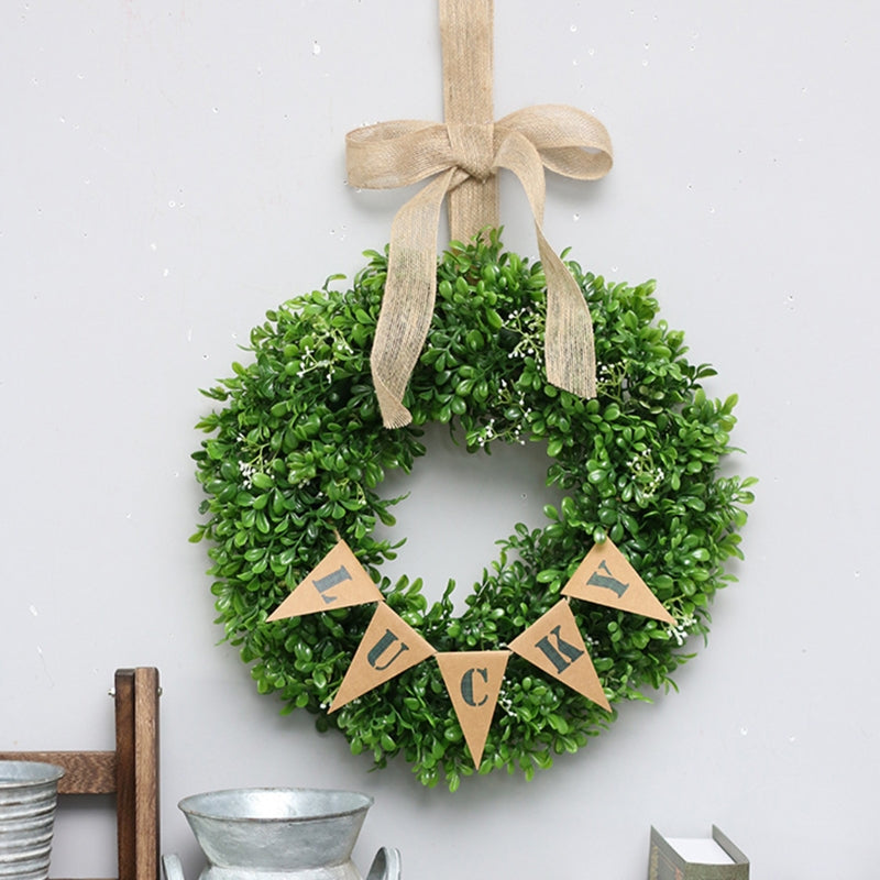 Easter Artificial Green Leaf Wreath Lucky Banner For Home Door