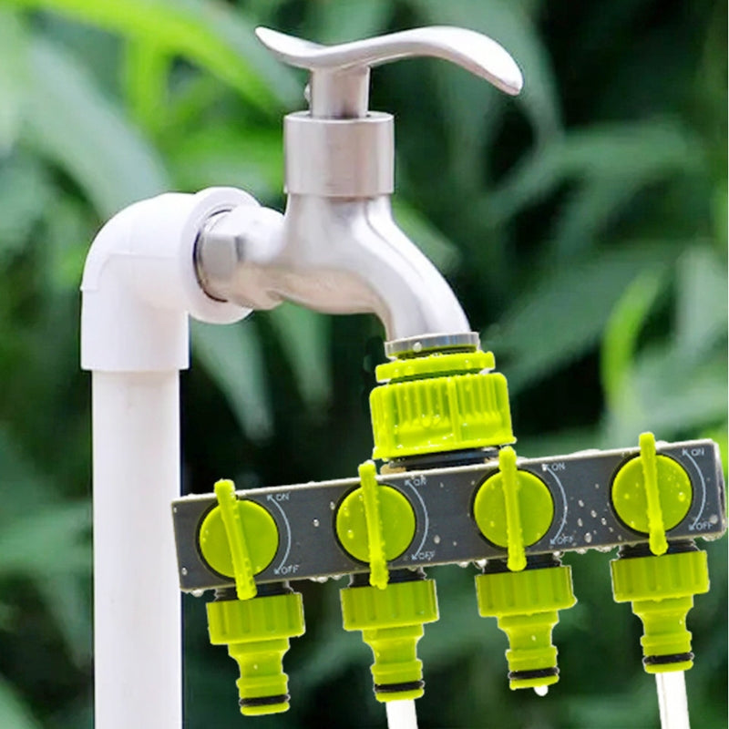 Garden Irrigation 4-way Tap Hose Splitter Drip Hose Fittings Pipe