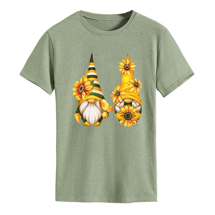 Sunflower Gnome Couple - Spring Summer Unisex T-shirt