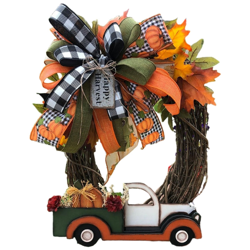 Creative Halloween Pumpkin Truck Wreath Thanksgiving Front Door Decoration