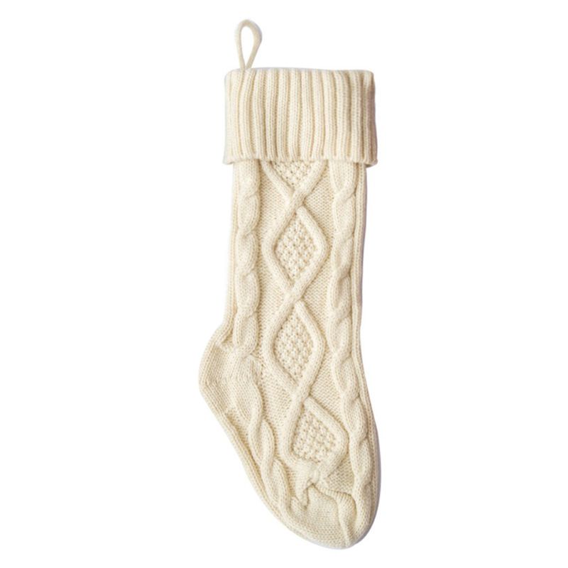 Large 18in Knitted Yarn Ornament Christmas Socks