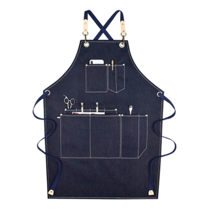 Adjustable Canvas Apron With Pockets And Cross-Back Straps