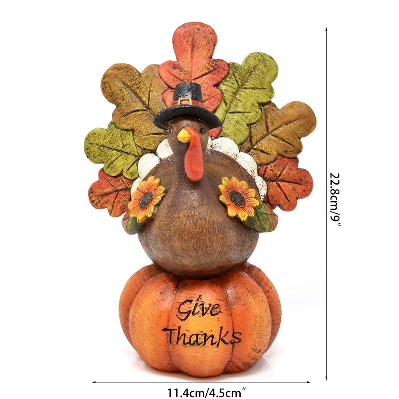 Fall Thanksgiving Pumpkin Resin Turkey Statues Table Decoration