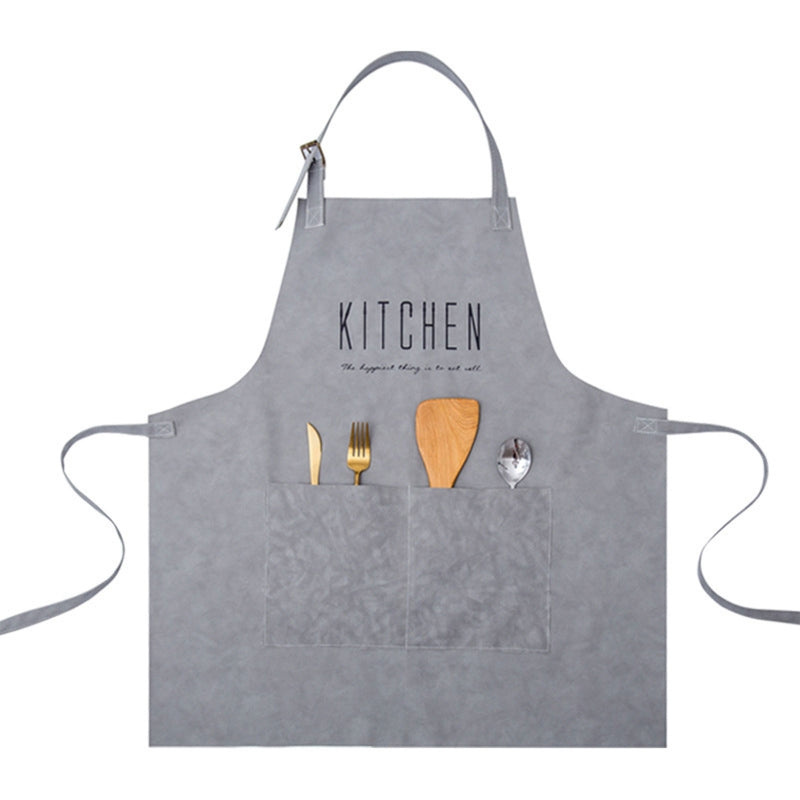 PU Leather Apron For Women Coffee Milk Tea Shop Working Overalls
