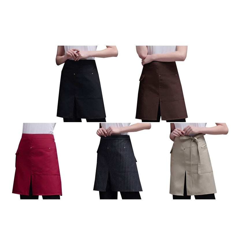 Short Waist Apron Adjustable Wasit Strap With Pockets For Coffee Shop