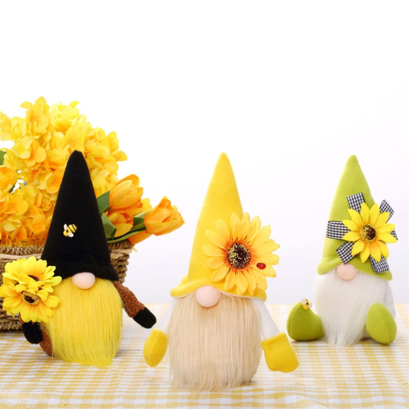 Lovely Bee Sunflower Gnome Family For Spring Decor