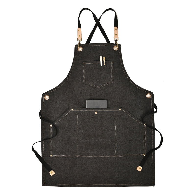 Unisex Canvas Kitchen Apron With Tool Pockets For Women Men