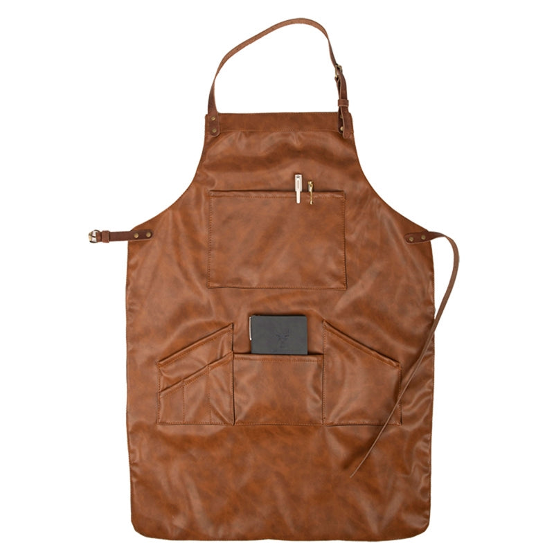 Faux Leather Work Apron With Tool Pockets For Welding Woodworking BBQ