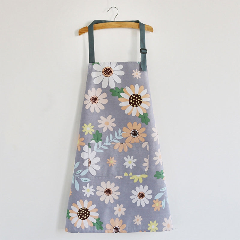 Floral Apron With Pockets For Women BBQ Cooking Drawing