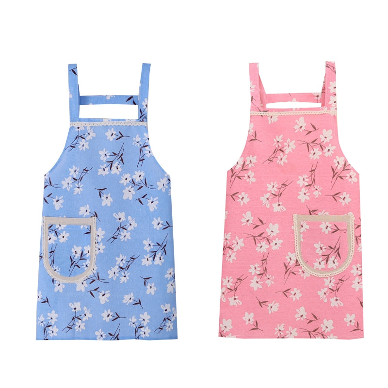 Shred Flower Apron With Pocket For Women Painting Cooking