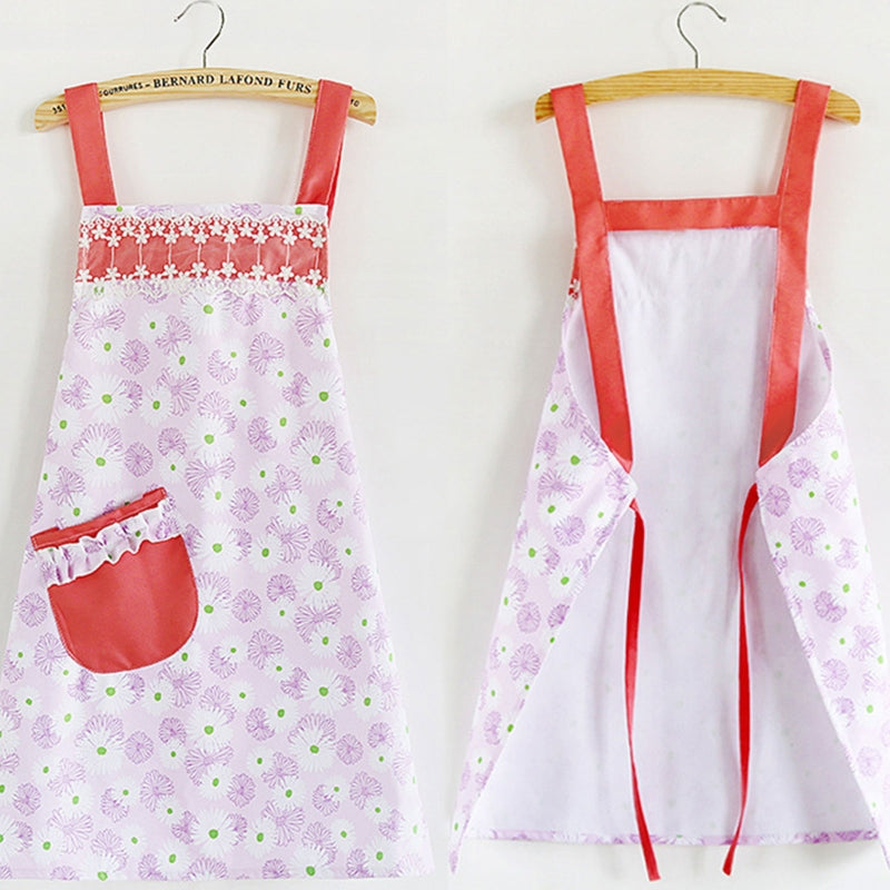 Lace Daisy Apron With Pocket  For Women Gardening Painting Cooking