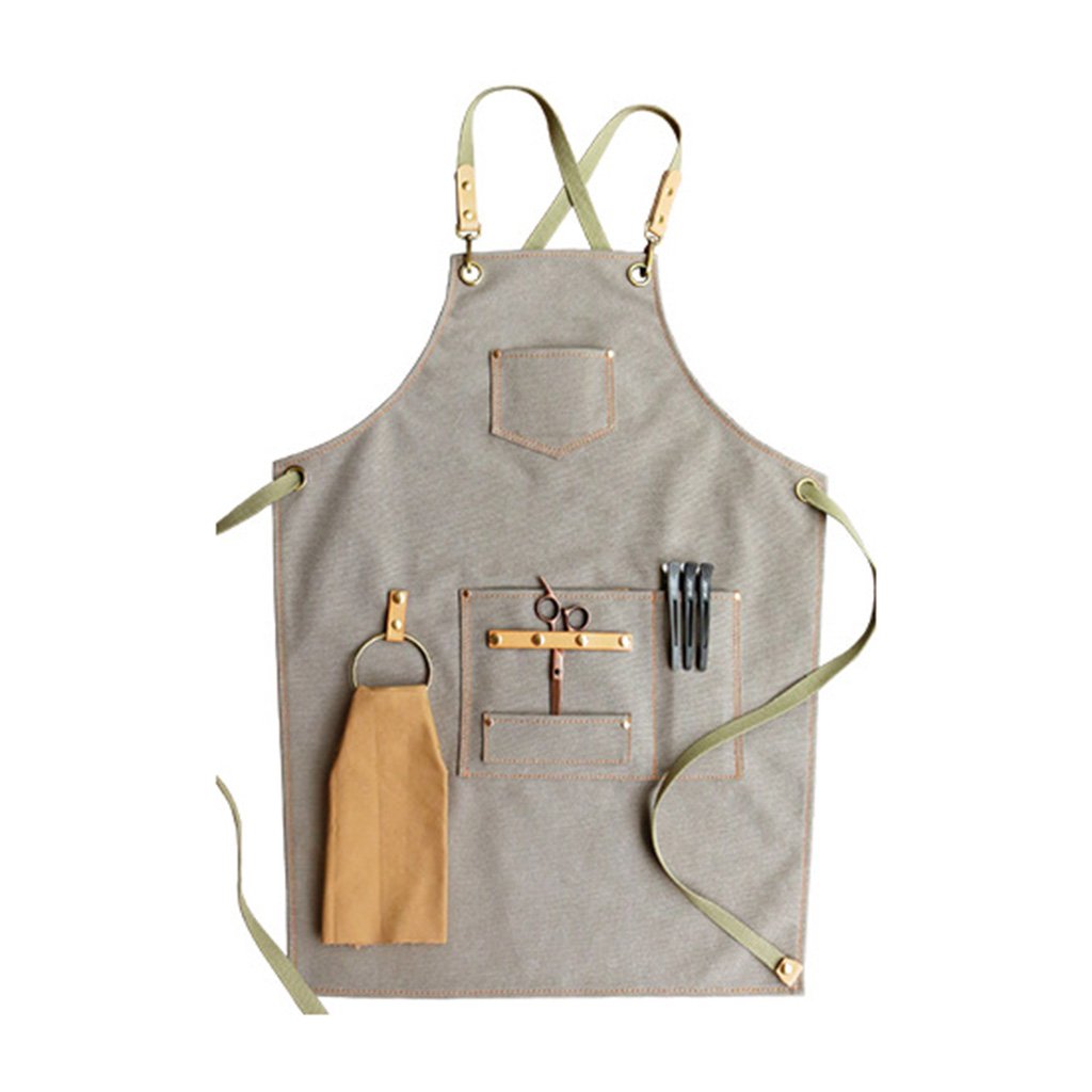 Loop Apron Adjustable Cross Back Cotton Canvas Apron With Towel Loop
