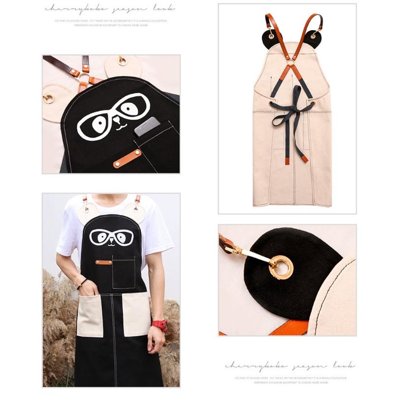 Cross strap adjustable canvas cute apron for men and women