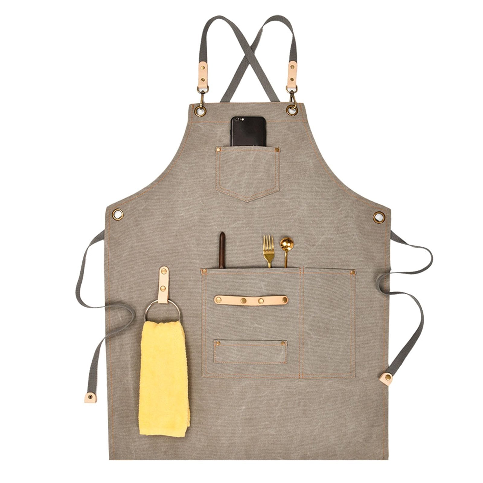 Loop Apron Adjustable Cotton Canvas Apron with Pockets & Loop