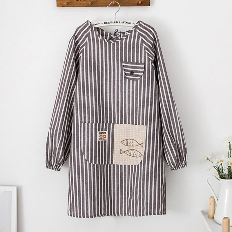 Long-Sleeved Aprons with Pockets For Women Cooking and Baking
