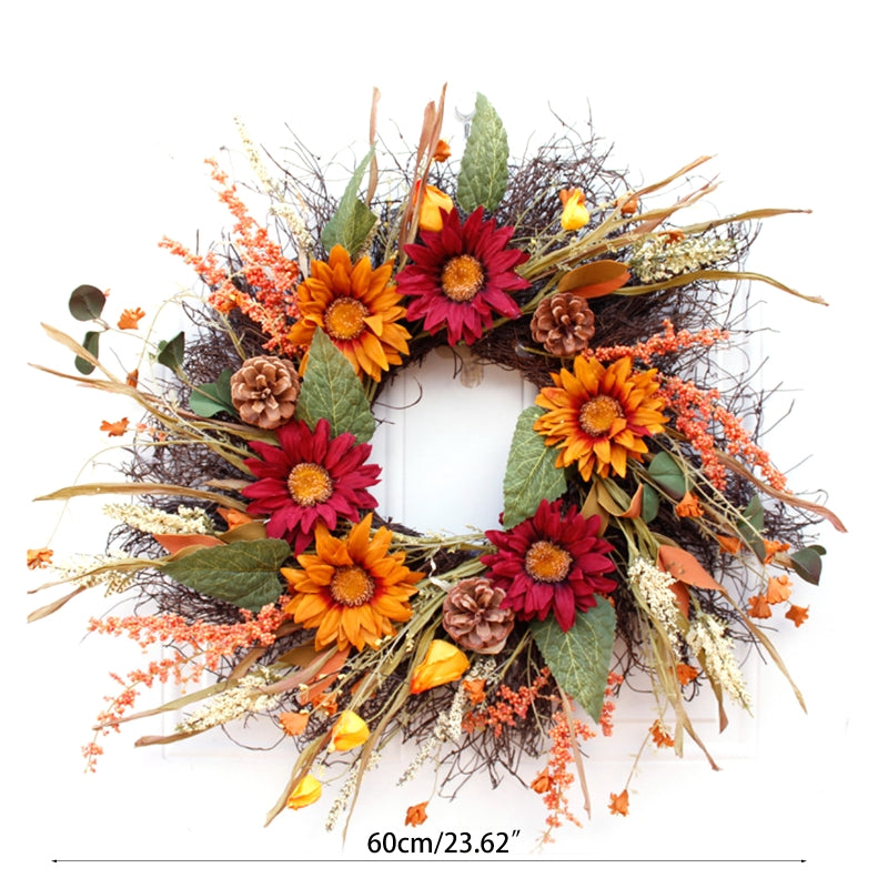 Large 24” Sunflower Wreath Front Door Wreath For Home Decor