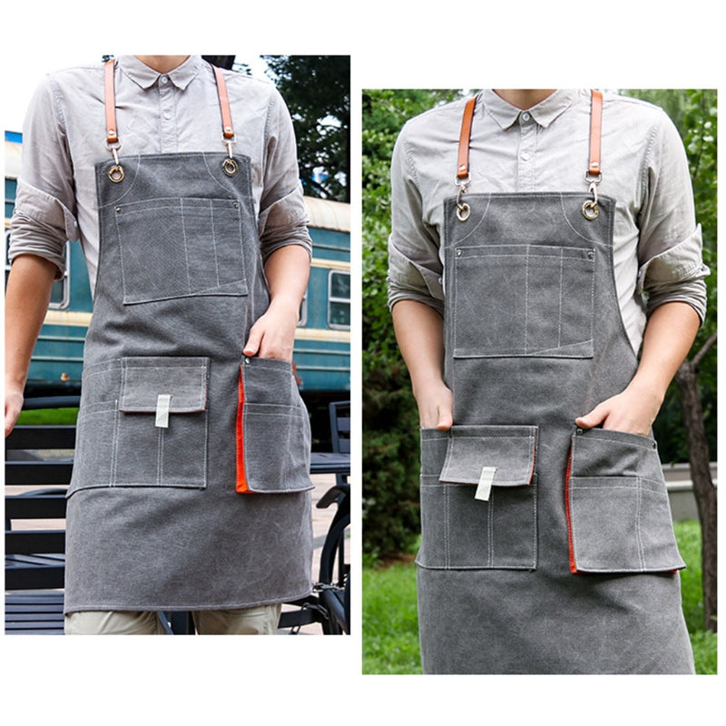 Woodworking Shop Canvas With Pockets Adjustable Cross Back Aprons For Men Women