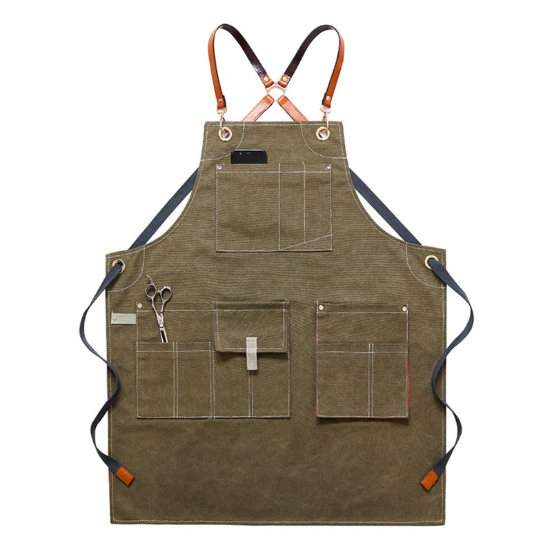 Woodworking Shop Canvas With Pockets Adjustable Cross Back Aprons For Men Women