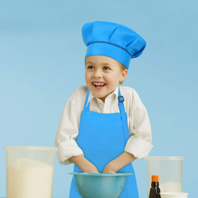 Children Chef Kitchen Hat And Apron Set Adjustable With Large Pocket For Cooking Baking Painting