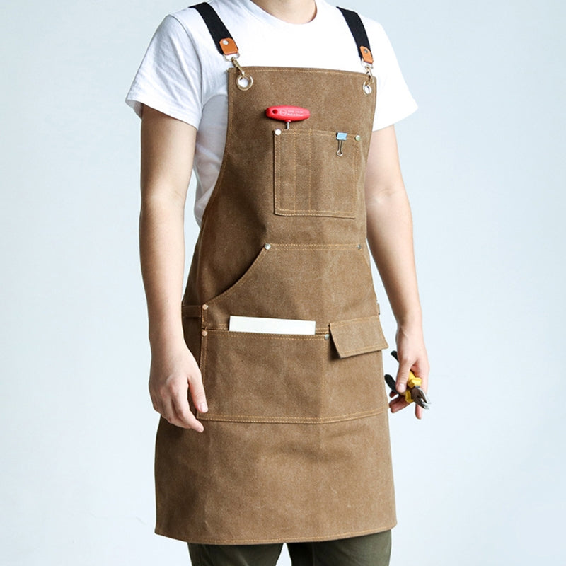 Canvas Work Apron With Multi Tool Pockets For Woodworking Painting Gardening