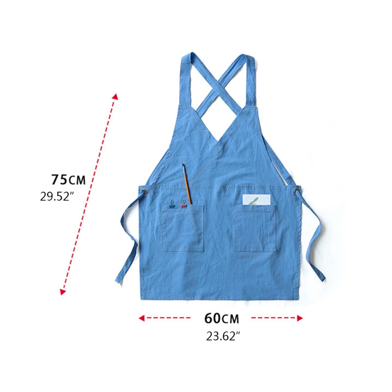 Wrap Front Canvas Apron With Front Pockets Adjustable Cross Back
