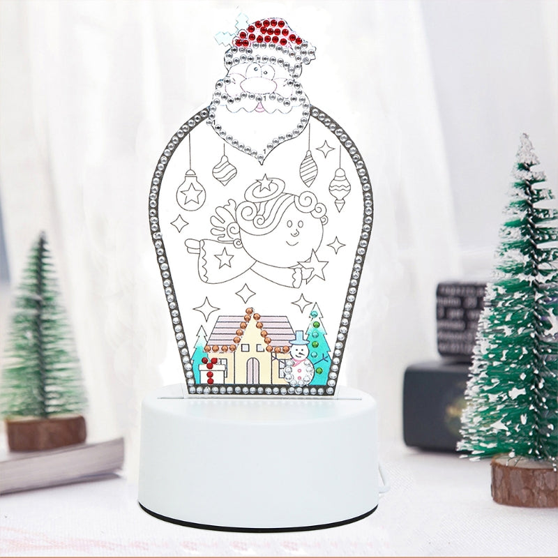DIY LED Lights Christmas Design Snowman Santa Reindeer Diamond Painting