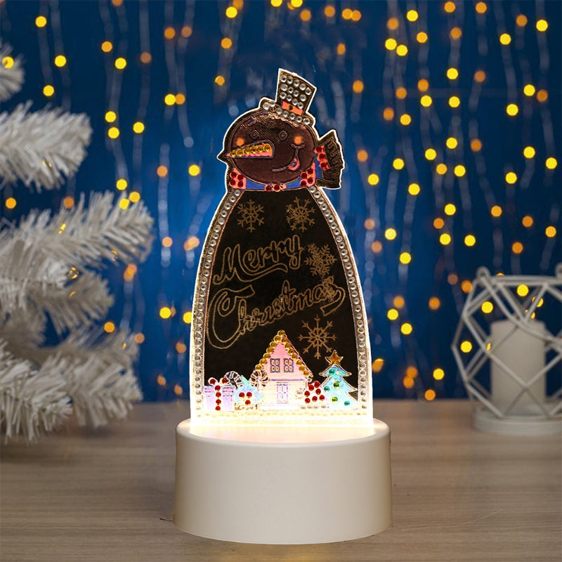 DIY LED Lights Christmas Design Snowman Santa Reindeer Diamond Painting
