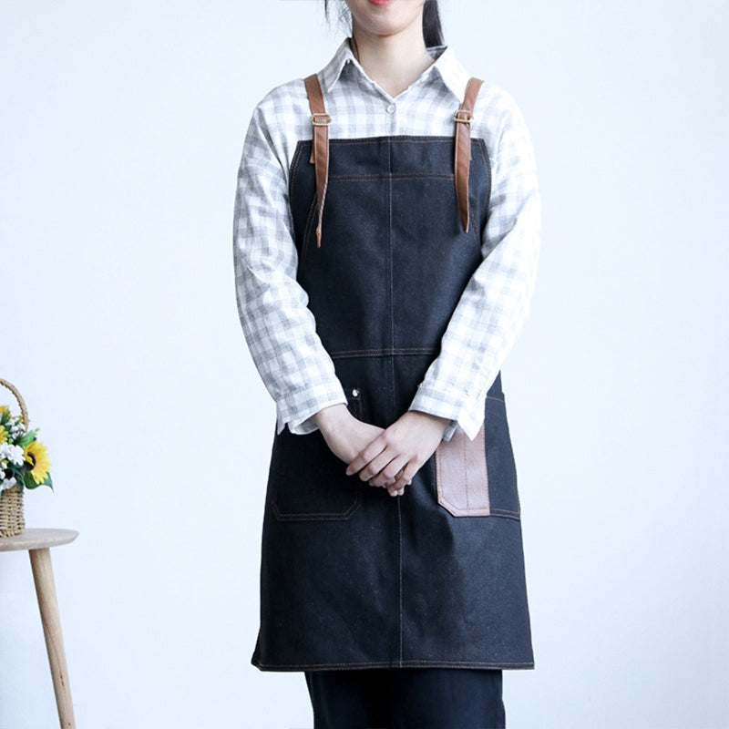 Cross Back Adjustable Straps And Large Pockets Aprons For Chef