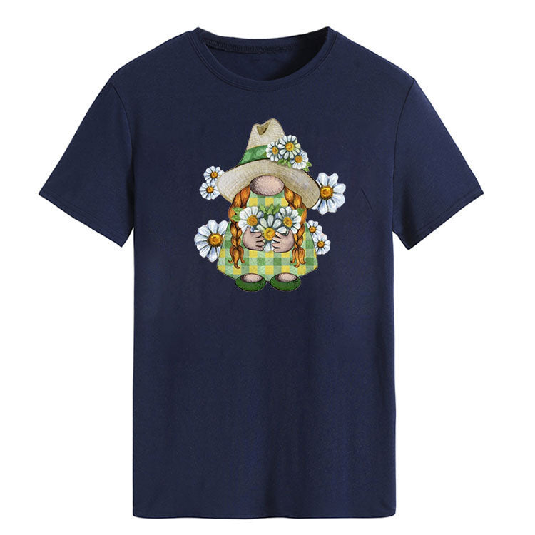Gnome Girl Holding Flower - Spring Summer Unisex T-shirt