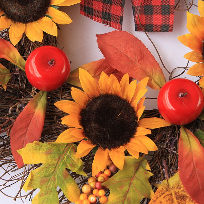 Sunflower Wreath With Maple Leaves For Fall Decoration