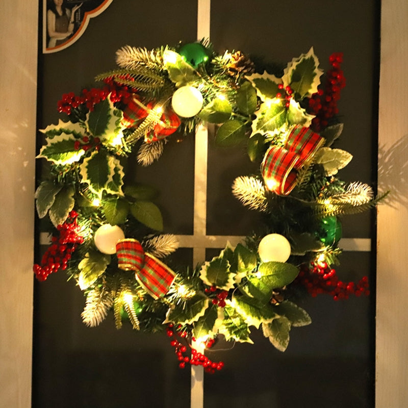 Christmas Door Wreath With LED Light For Home Wedding Party Wall Decor
