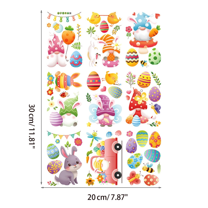 Lovely Gnome Rabbit Eggs Waterproof Stickers Easter Decor