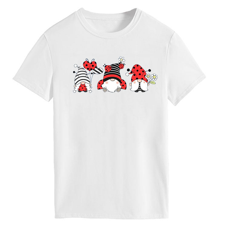 3 Lovely Ladybug Gnomes - Spring Summer Unisex T-shirt