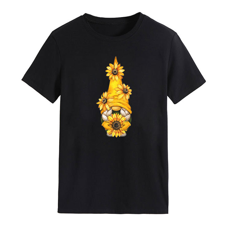 Gnome Girl Holding Sunflower - Spring Summer Unisex T-shirt