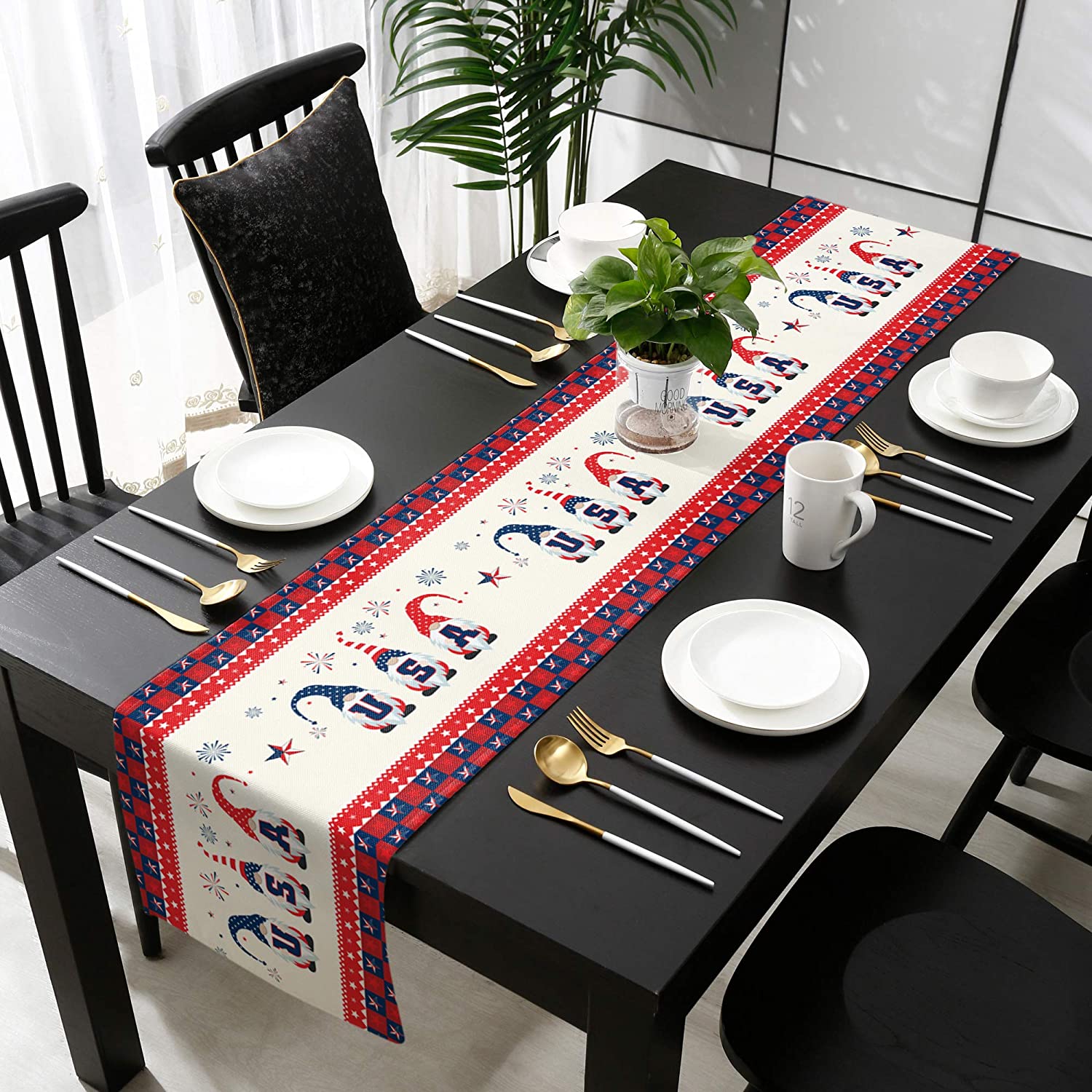 Independence Day Gnome Table Runner Tablecloth