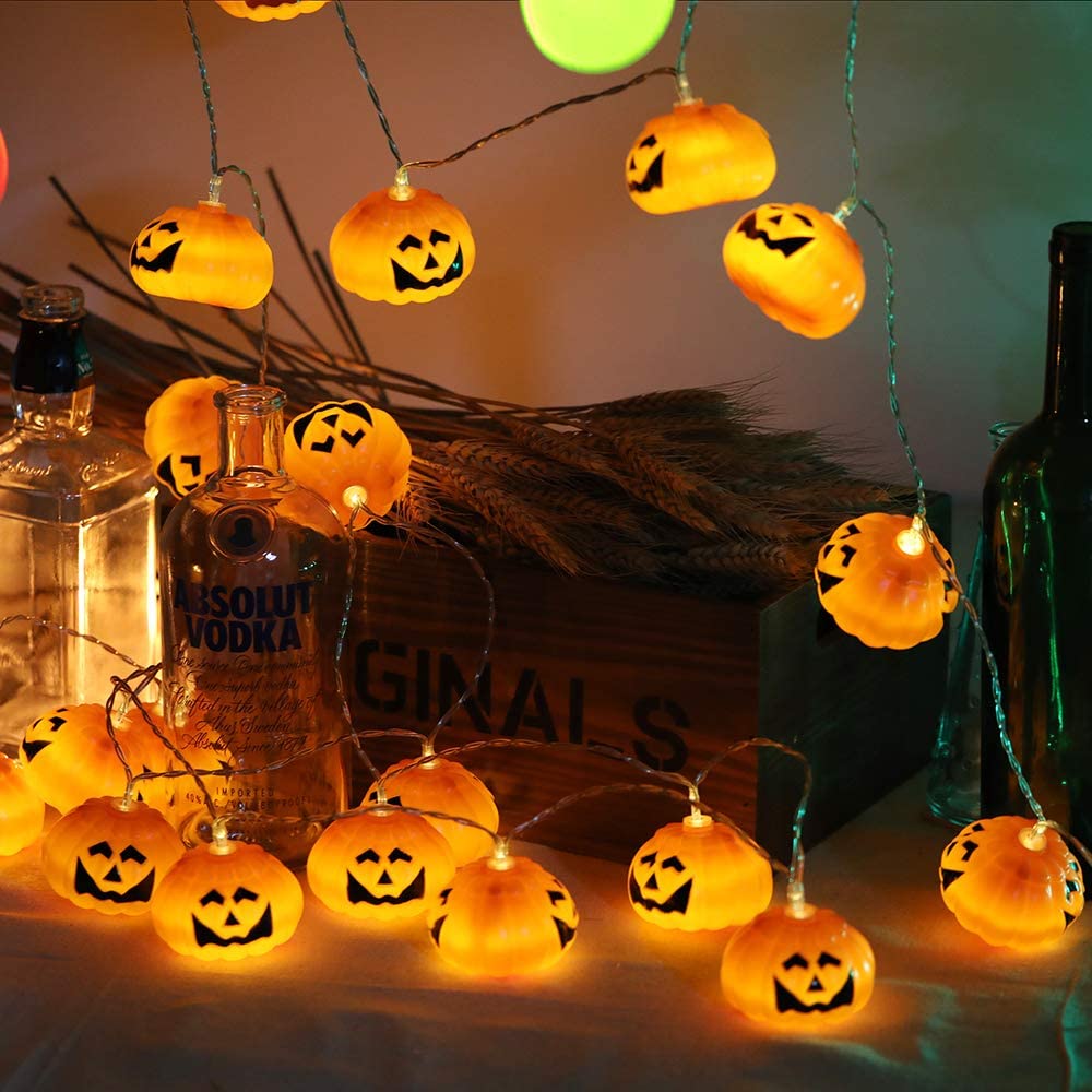 Pumpkin String Lights With Remote Control For Halloween Decoration