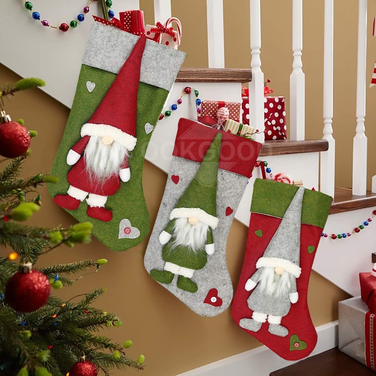 Christmas Stocking With Short-legged Plush Gnome