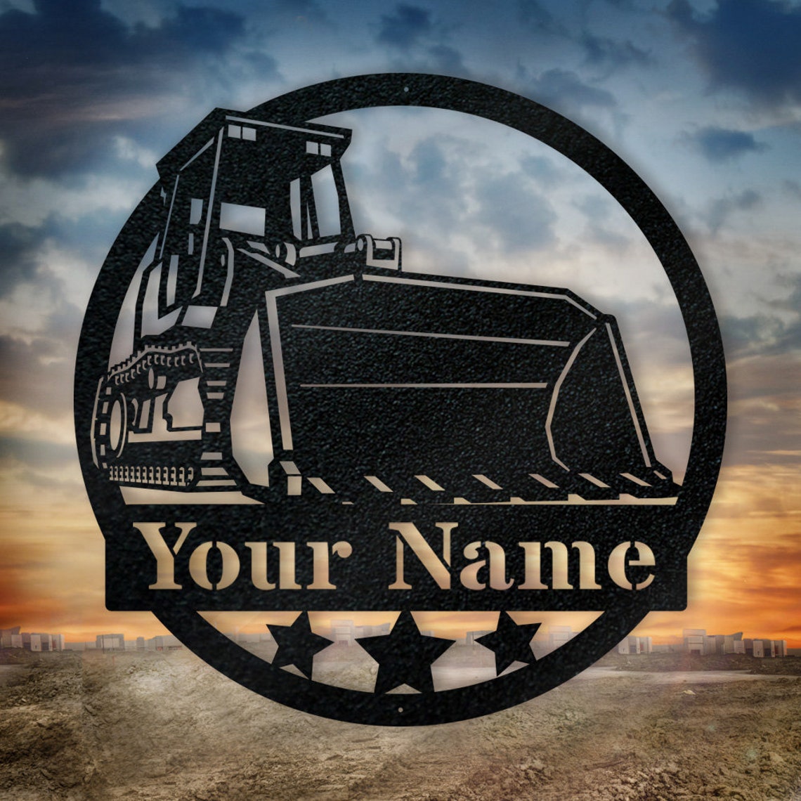 Dozer Number Sign Personalized Custom Bulldozer Metal Art Sign