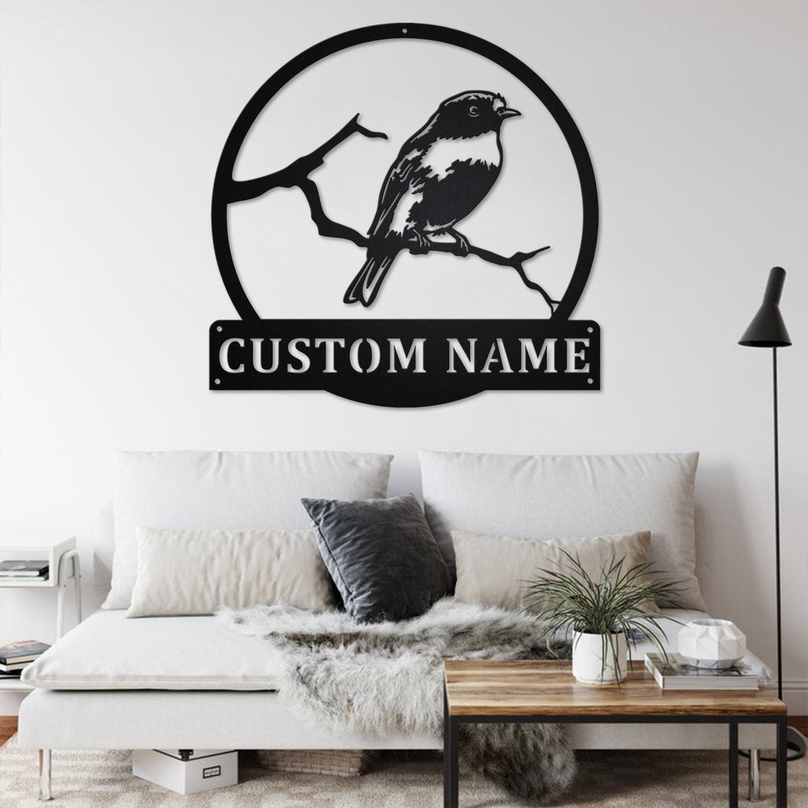 Personalized Custom Australasian Robin Bird Metal Wall Art