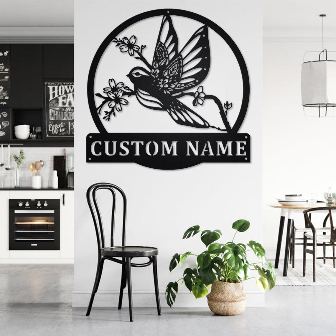 Personalized Custom Bird With Flower Wings Metal Wall Art