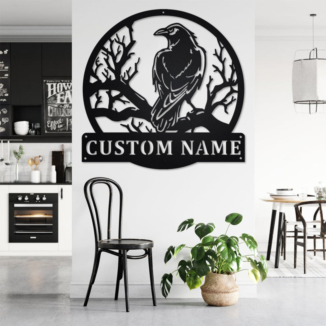Personalized Custom Black Crow Metal Art Sign