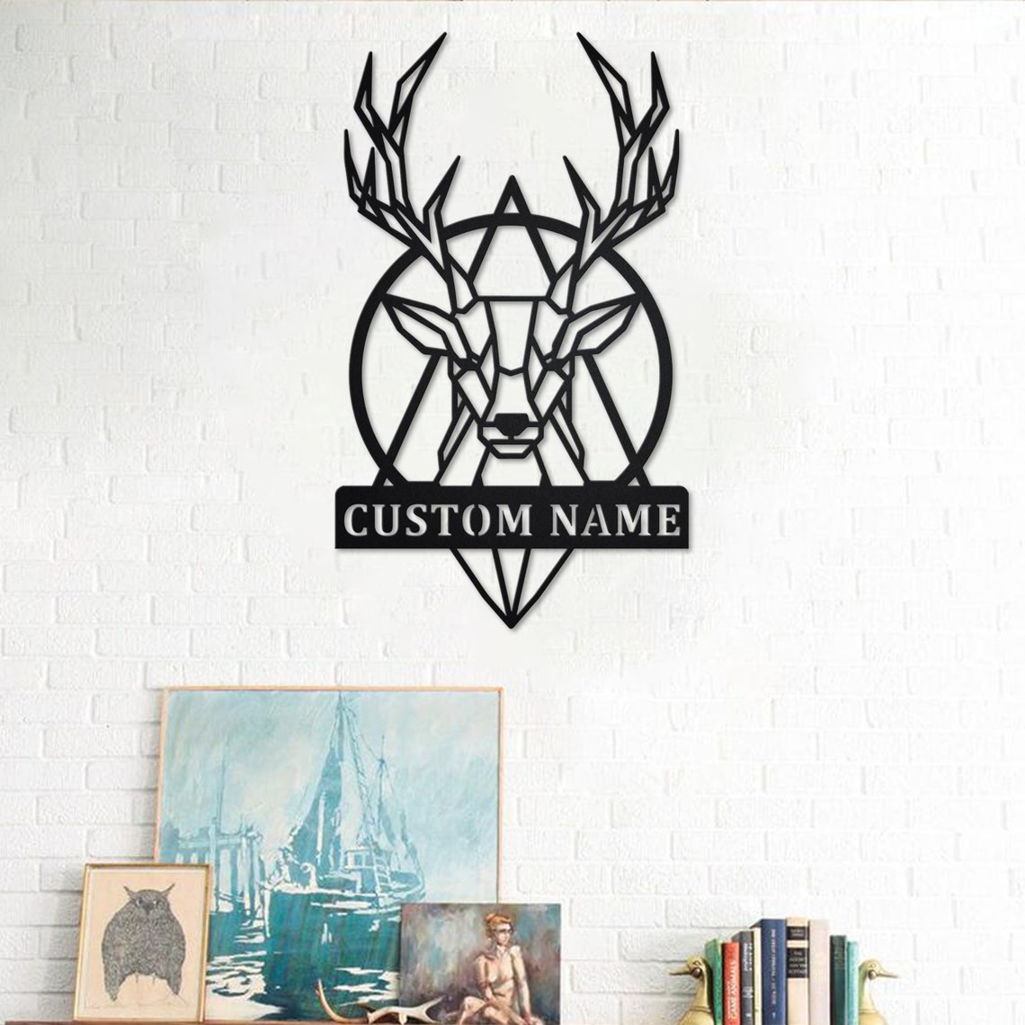 Personalized Custom Deer Geometric Metal Wall Art