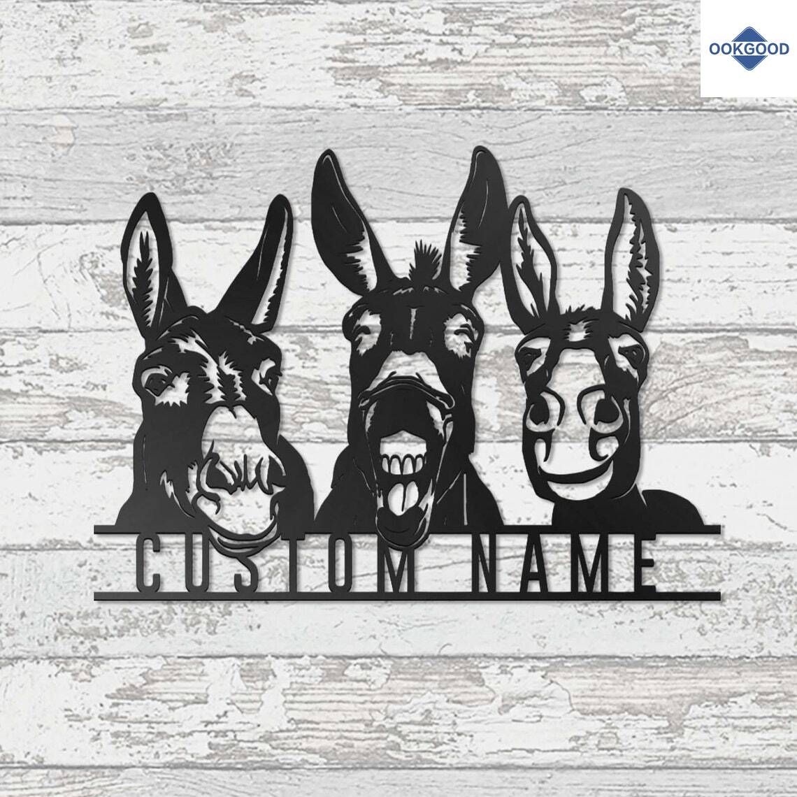 Personalized Custom Donkey Farmhouse Metal Art Sign