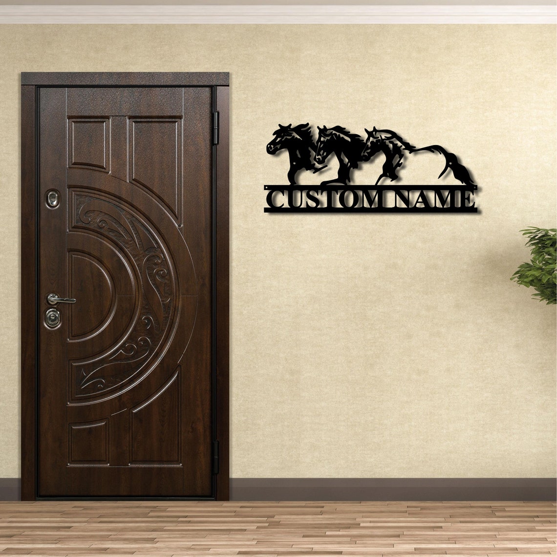 Stamped Metal Running Horses Personalized Custom Running Horses Metal Wall Art