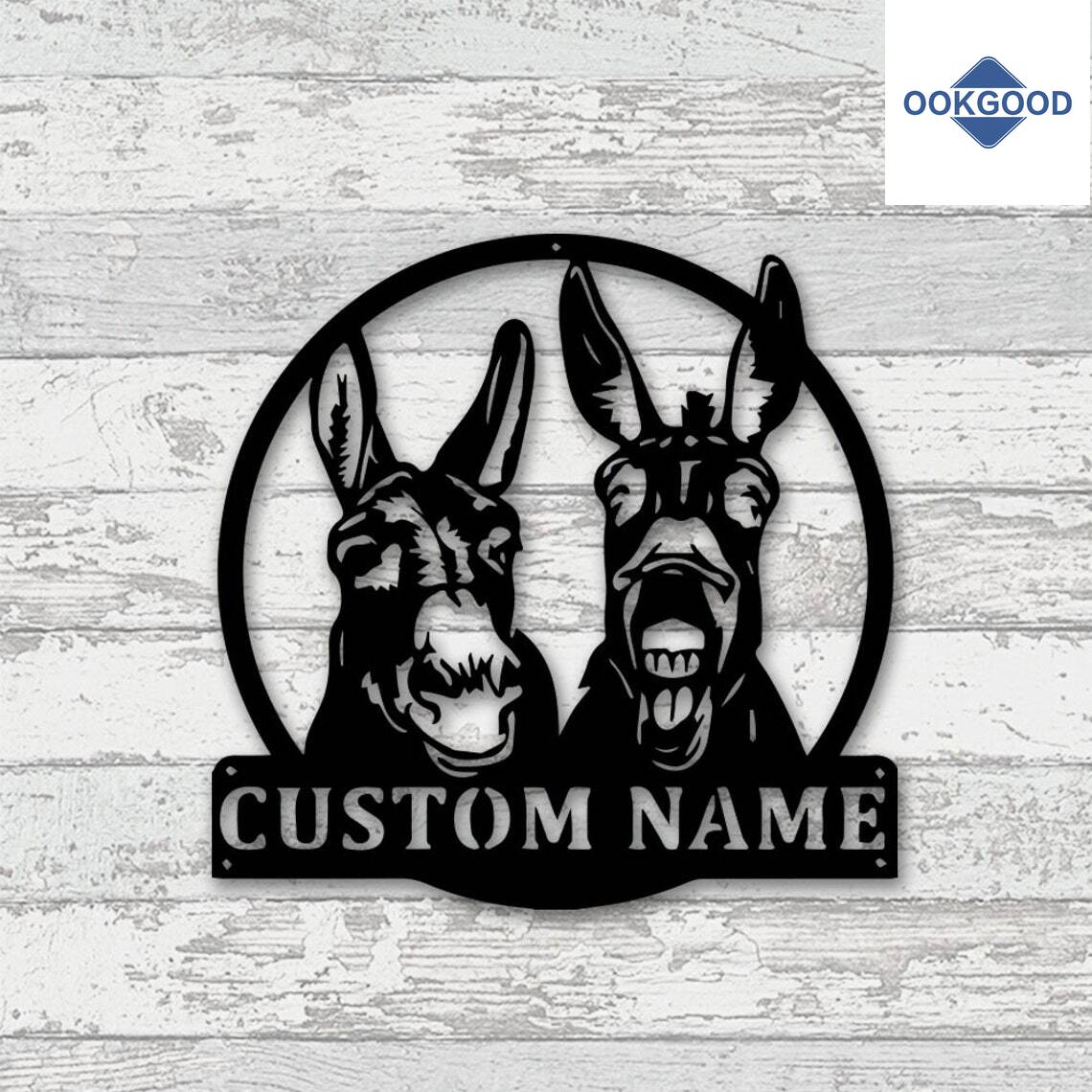 Personalized Custom Two Donkeys Metal Art Sign
