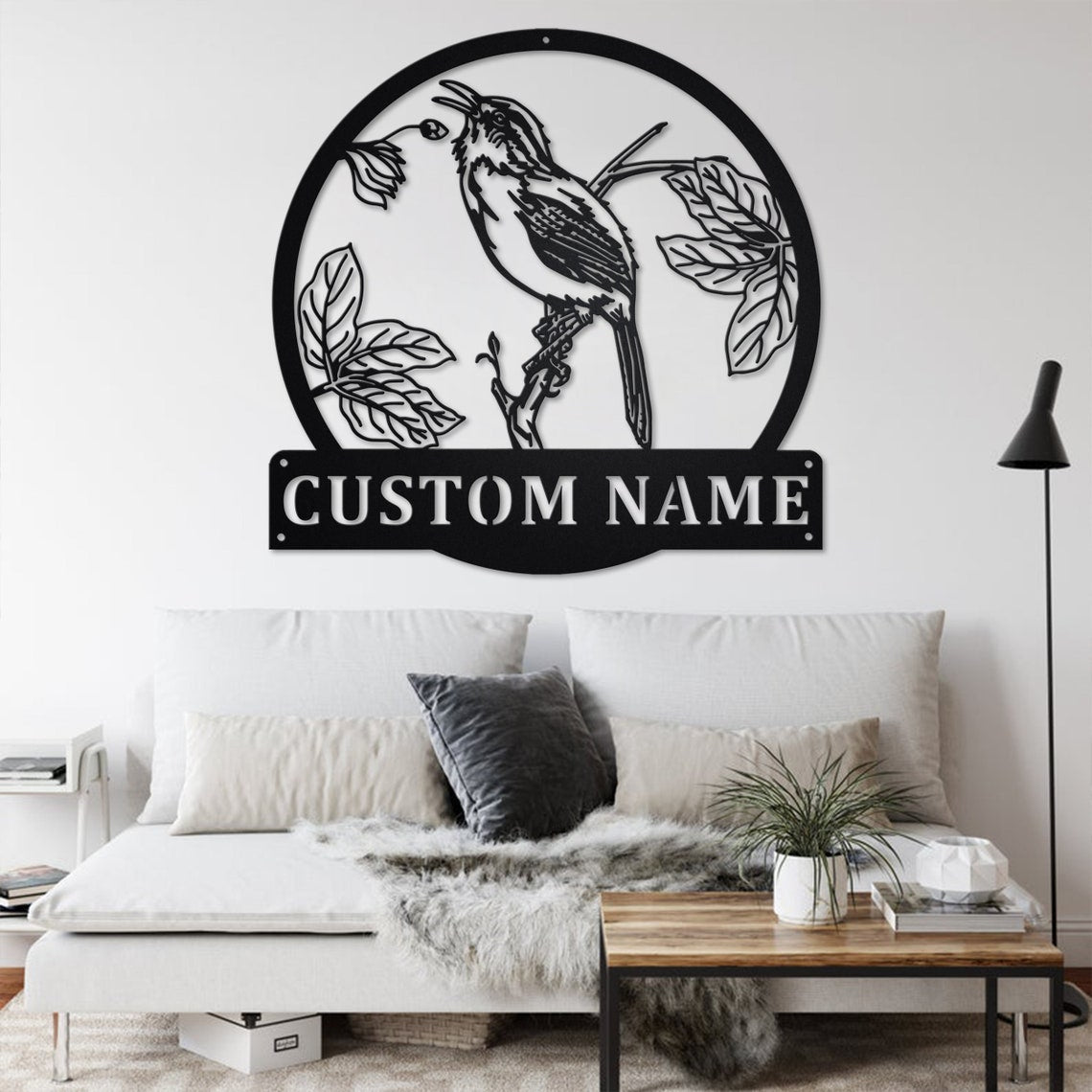 Personalized Custom Wren Bird Metal Wall Art