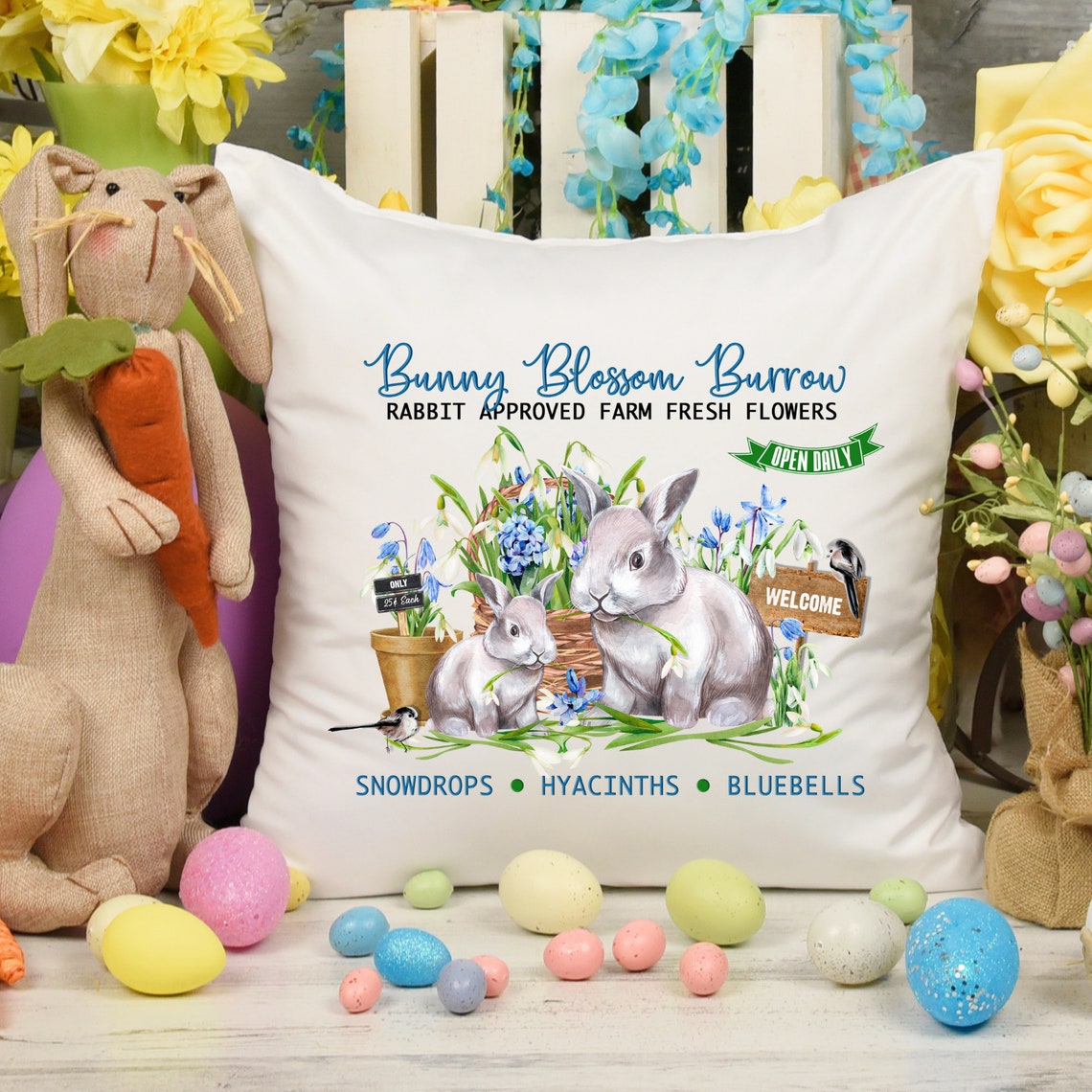 Bunny Blossom Burrow - Easter Pillowcase